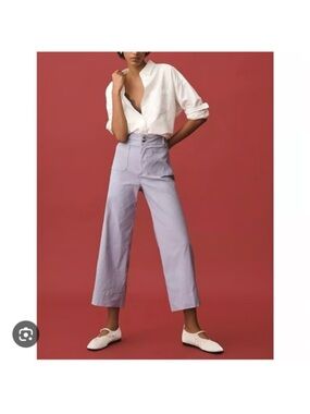 Maeve The Collette Lavender High-Rise Cropped Wide-Leg Pants